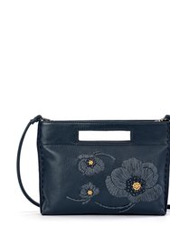 Linden Crossbody Bag - Leather - Indigo Flower Embroidery