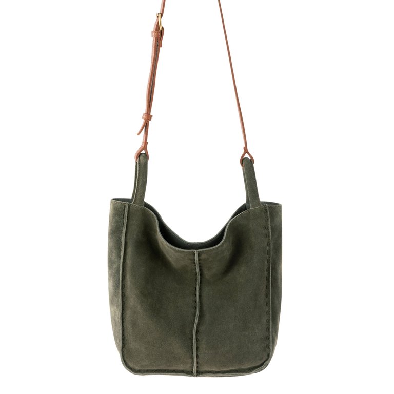 Los Feliz Crossbody Bag - Snap Closure - Moss Suede