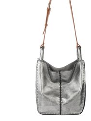 Los Feliz Crossbody Bag - Snap Closure - Black Silver Pebble