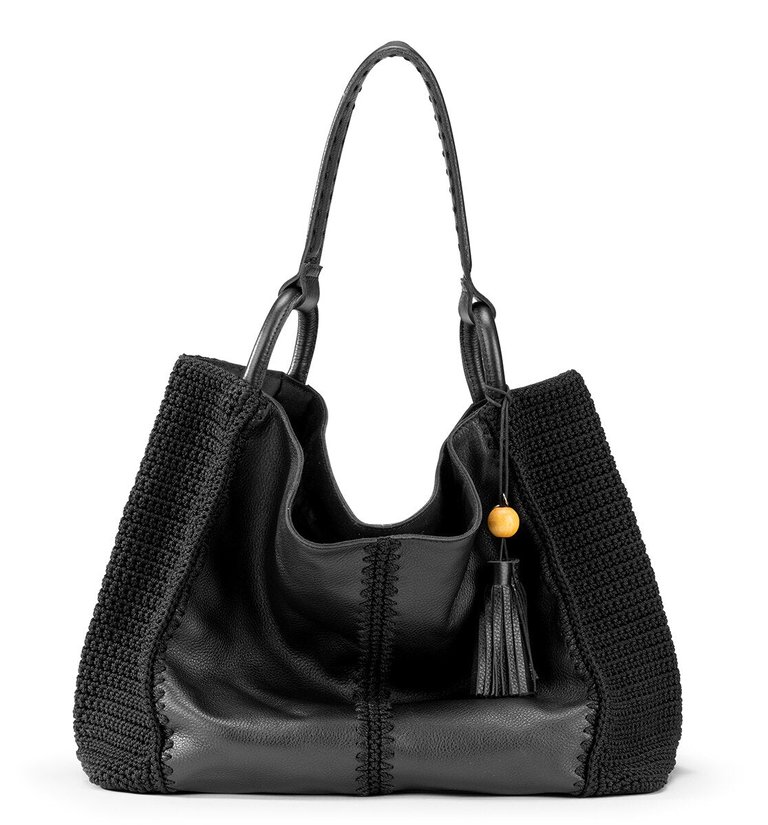 Los Feliz Large Tote - Eco Lined - Black Crochet