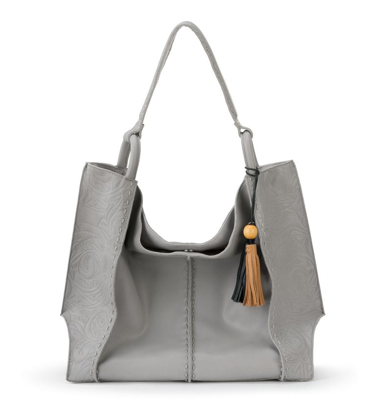 Los Feliz Large Tote - Eco Lined - Light Smoke Leaf Embossed