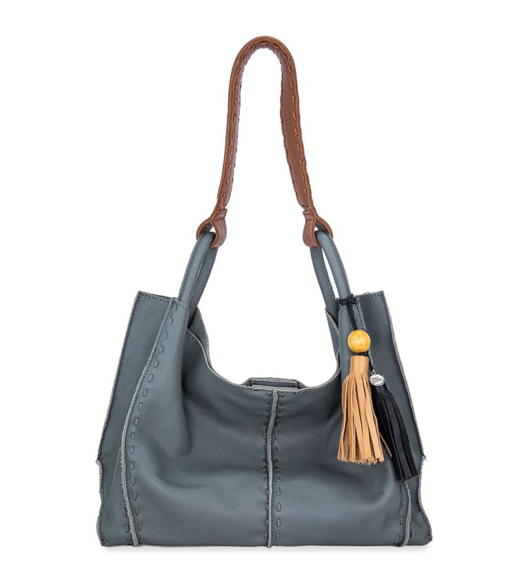 Los Feliz Medium Tote - Dusty Blue Grey Leather