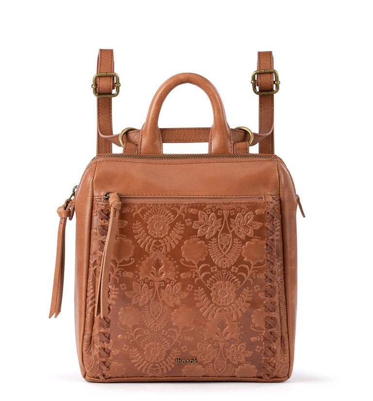Loyola Mini Backpack - Tobacco Floral Emboss
