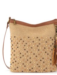 Lucia Crossbody Bag - Hand Crochet - Bamboo Neutral Beads