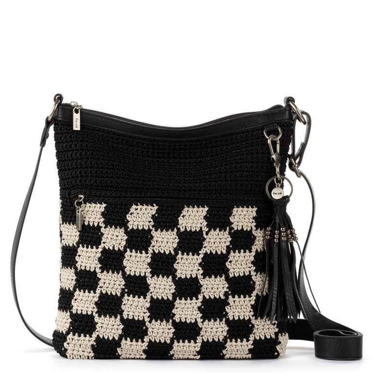 Lucia Crossbody Bag - Hand Crochet - Black Check