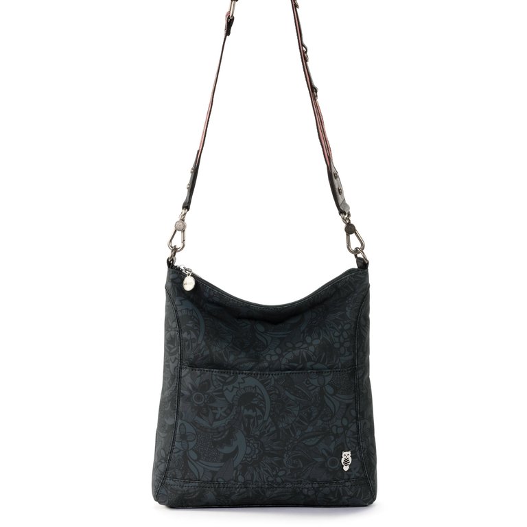 Lucia Crossbody Bag - Leather - Black Tile Embossed