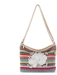 Lumi Crossbody Bag - Hand Crochet - Eden Stripe Flower Embroidery