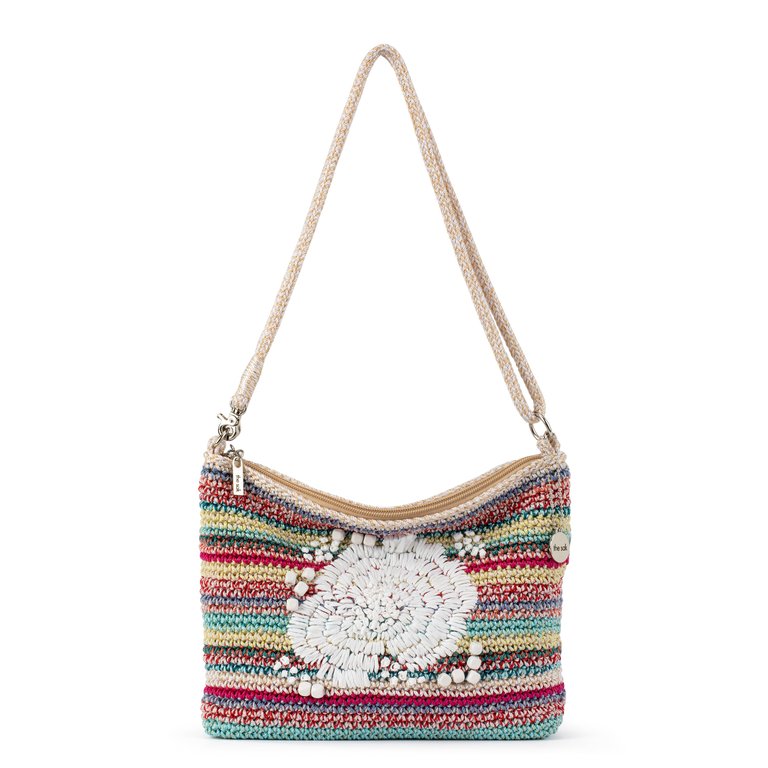 Lumi Crossbody Bag - Hand Crochet - Eden Stripe Flower Embroidery