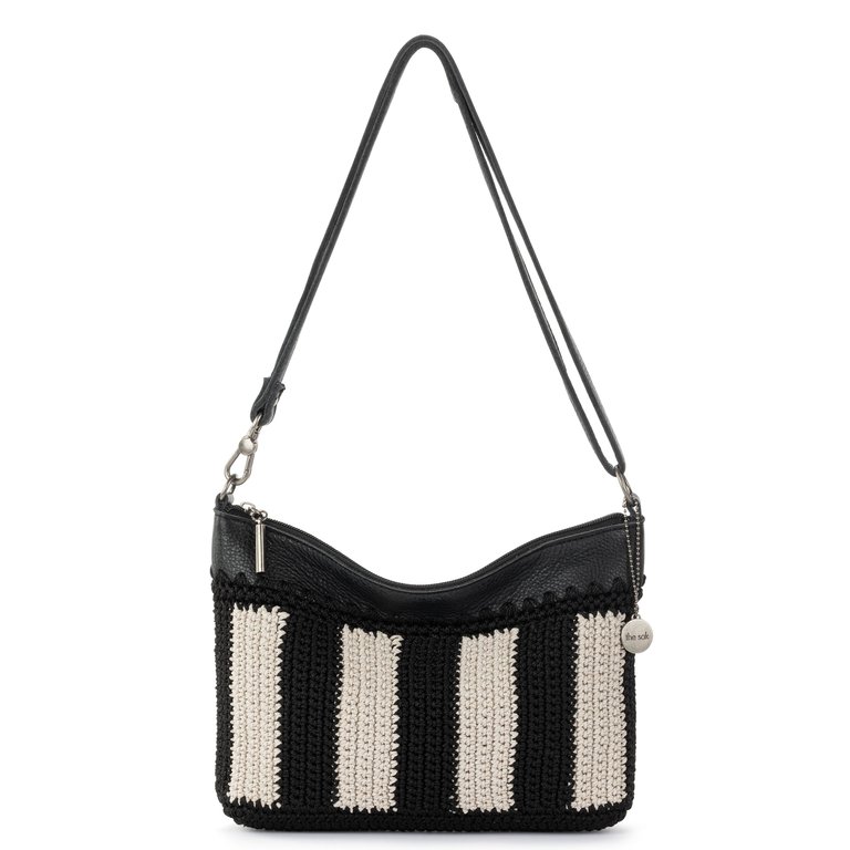 Lumi Crossbody Bag - Hand Crochet - Black Stripe