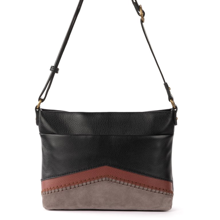 Melrose Leather Crossbody Handbag - Leather - Black Block