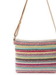 Melrose Leather Crossbody Handbag - Hand Crochet - Eden Stripe