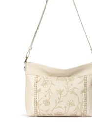 Melrose Leather Crossbody Handbag - Stone Floral Etch