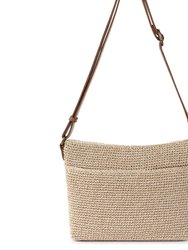 Melrose Leather Crossbody Handbag - Hand Crochet - Bamboo Static