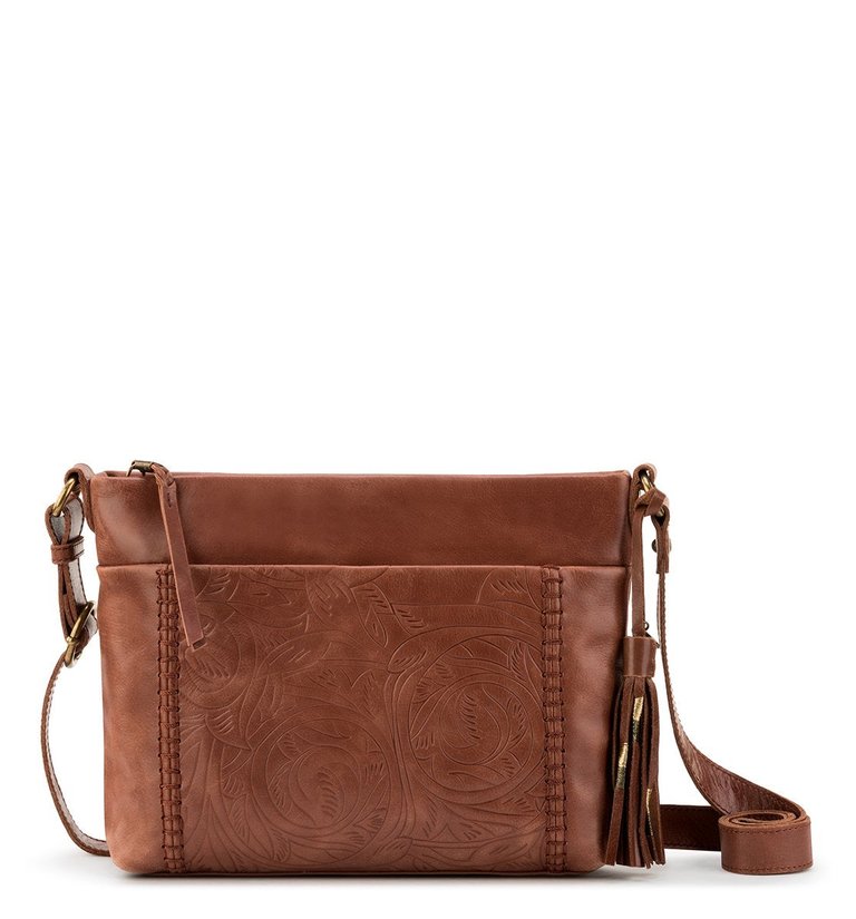 Melrose Leather Crossbody Handbag - Teak Leaf Embossed