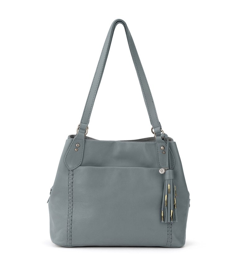 Melrose Leather Satchel - Leather - Dusty Blue Grey