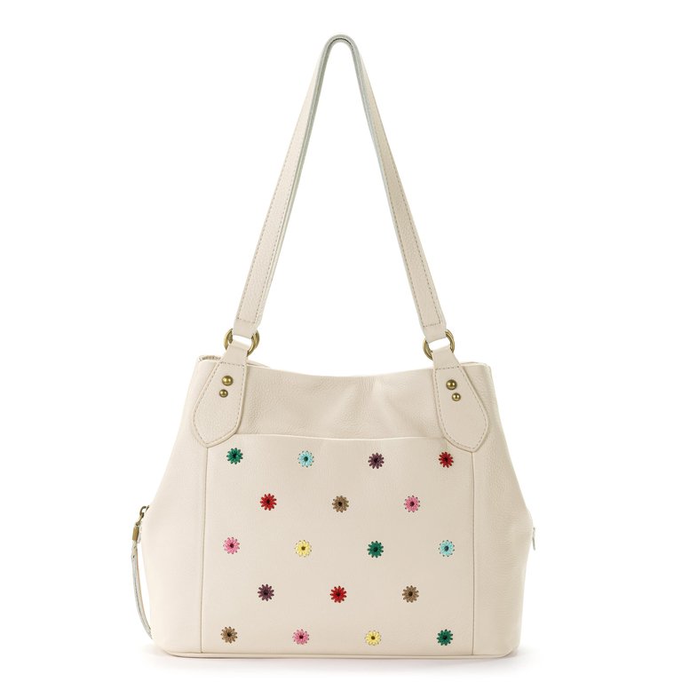 Melrose Leather Satchel - Leather - Stone Multi Eyelet