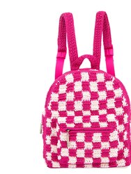 Misty Kids Backpack - Hand Crochet - Pinkberry Check