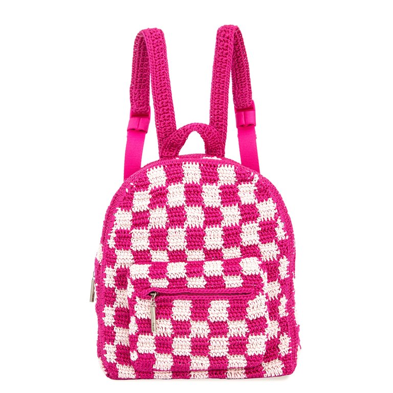 Misty Kids Backpack - Hand Crochet - Pinkberry Check