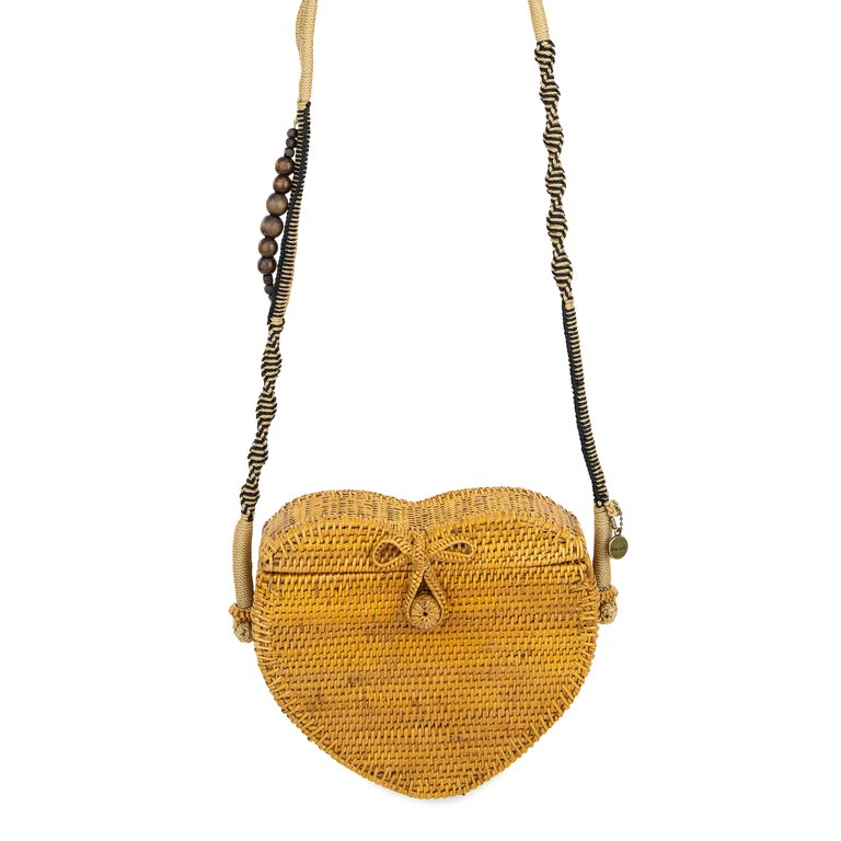 Nara Heart Crossbody Bag - Straw - Tan