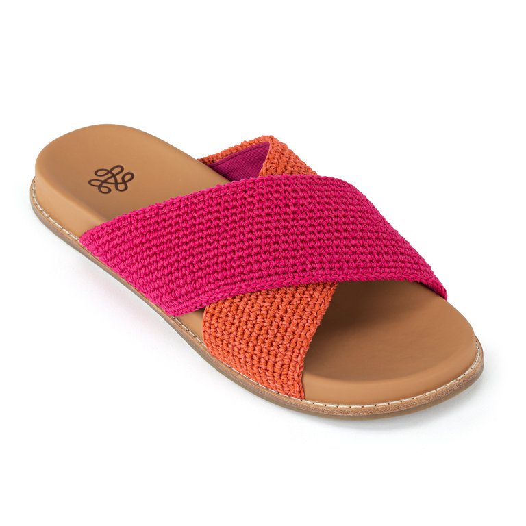 Penelope Sandal - Hand Crochet - Pinkberry Cayenne Block