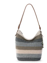 Sequoia Hobo Leather Bag - Hand Crochet - Desert Stripe