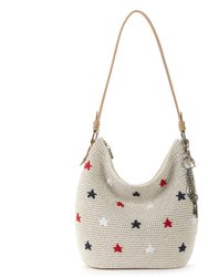 Sequoia Hobo Leather Bag - Hand Crochet - Natural Multi Stars