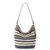 Sequoia Hobo Leather Bag - Hand Crochet - Sand and Sea Stripe