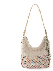 Sequoia Hobo Leather Bag - Hand Crochet - Ecru Multi Beads