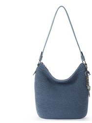 Sequoia Hobo Leather Bag - Hand Crochet - Maritime