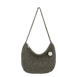 Sequoia Hobo Leather Bag - Hand Crochet - Olive Static