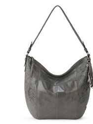 Sequoia Hobo Leather Bag - Leather - Slate Floral Embossed