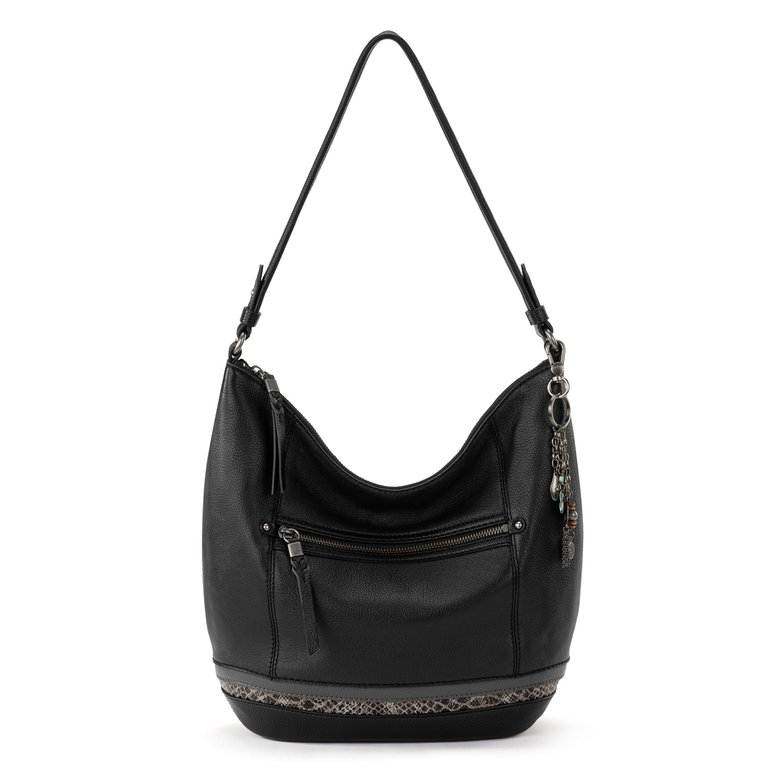 Sequoia Hobo Leather Bag - Leather - Black Snake Block