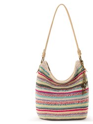 Sequoia Hobo Leather Bag - Hand Crochet - Eden Stripe