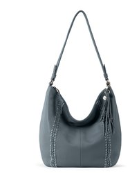 Sequoia Hobo Leather Bag - Leather - Dusty Blue Crochet