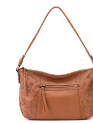 Sequoia Small Hobo Bag - Leather - Tobacco Floral Embossed