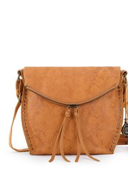 Silverlake Crossbody Bag - Leather - Ochre Floral Embossed