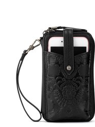 Silverlake Smartphone Crossbody - Leather - Black Floral Embossed2