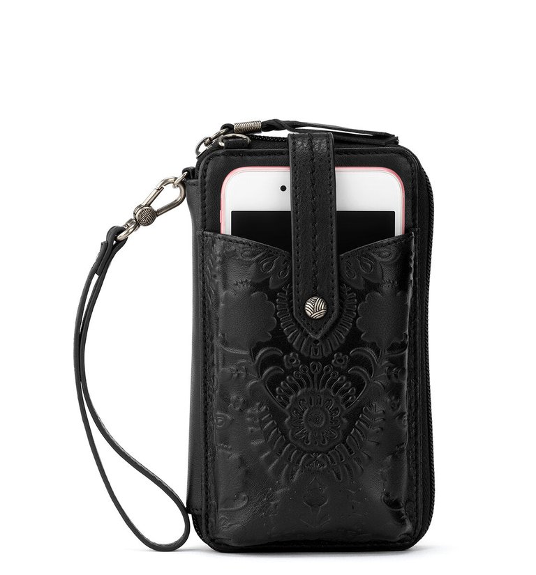 Silverlake Smartphone Crossbody - Leather - Black Floral Embossed2