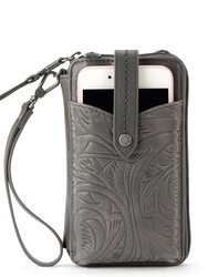 Silverlake Smartphone Crossbody - Leather - Slate Leaf Embossed