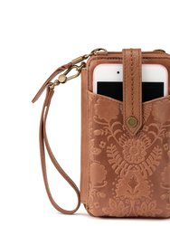 Silverlake Smartphone Crossbody - Leather - Tobacco Floral Embossed