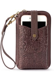 Silverlake Smartphone Crossbody - Leather - Mahogany Tile Embossed