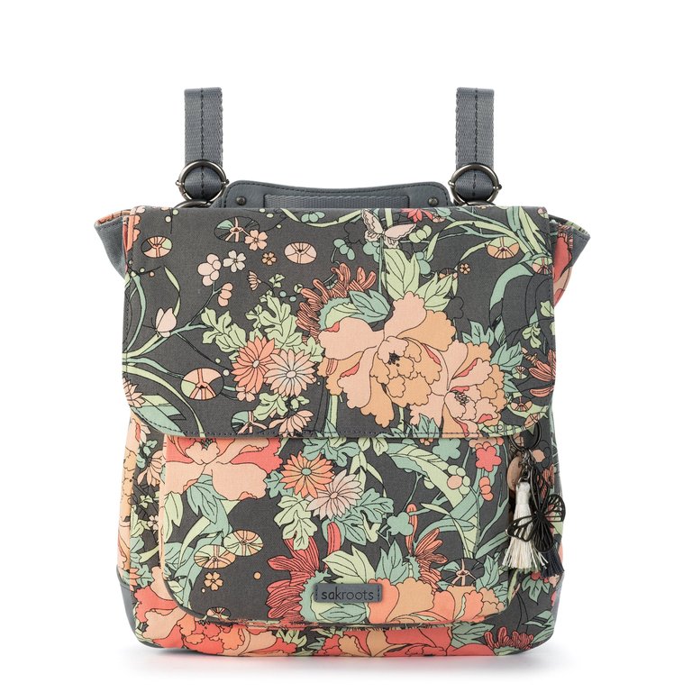 Ventura Convertible Backpack II - Canvas - Charcoal Flower Power
