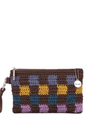Vita Wristlet - Hand Crochet - Brown Check