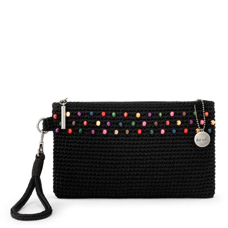 Vita Wristlet - Hand Crochet - Black Multi Beads