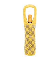Wine Bag - Hand Crochet - Lemon Drop Check