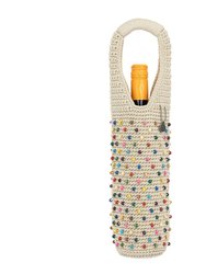 Wine Bag - Hand Crochet - Ecru Multi Beads
