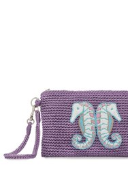 Wristlet Handbag - Hand Crochet - Heather Seahorse