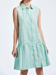 Drop Waist Dress - Mint Stripe