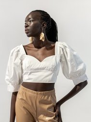 Cropped Sweetheart Neckline Blouse