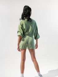 Long Bishop Sleeves Sweater And Shorts Set